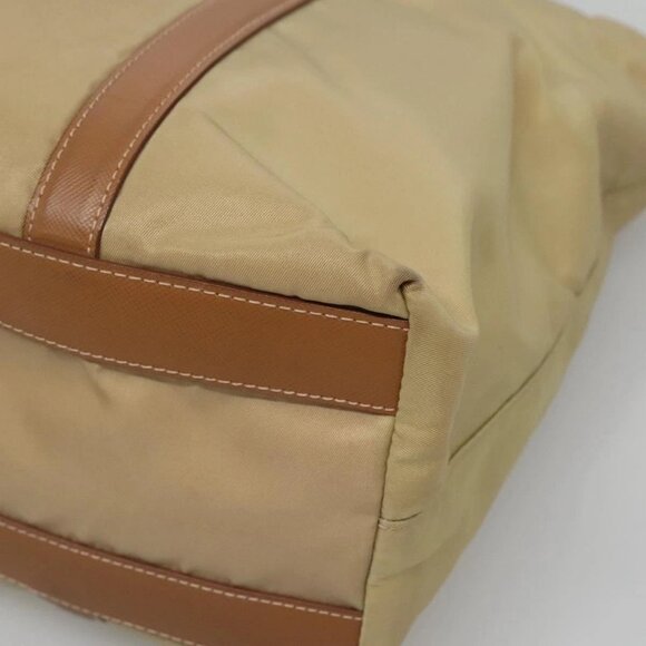 PRADA Tote Bag Nylon Beige Silver Auth 131176 - Picture 5 of 16